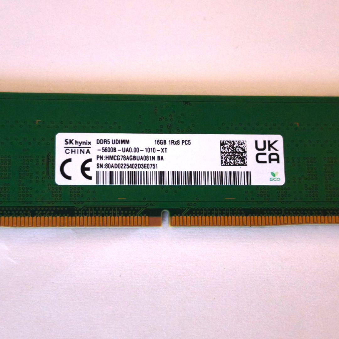 新品 DDR5メモリ 16GBx1, DDR5, 4800MT/s　デスクトップ