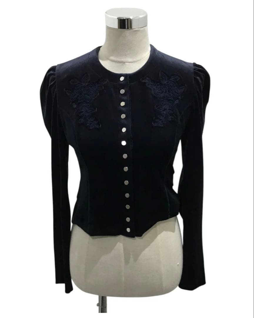 トップス FETICO ROSE-EMBROIDERED VELOUR CARDIGAN