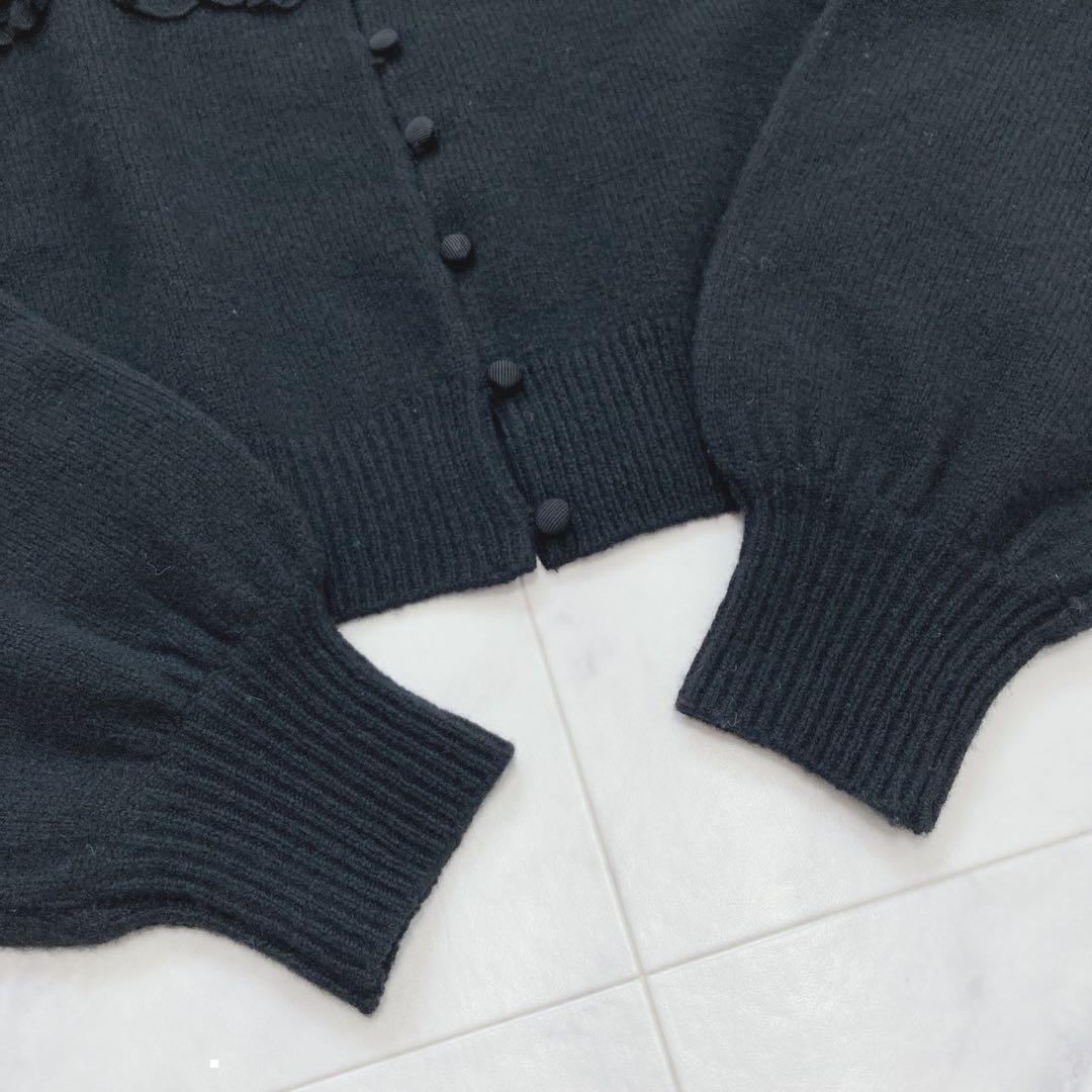 LANVIN en Bleu 定価2.3万 フリルカーディガン ブラック 38