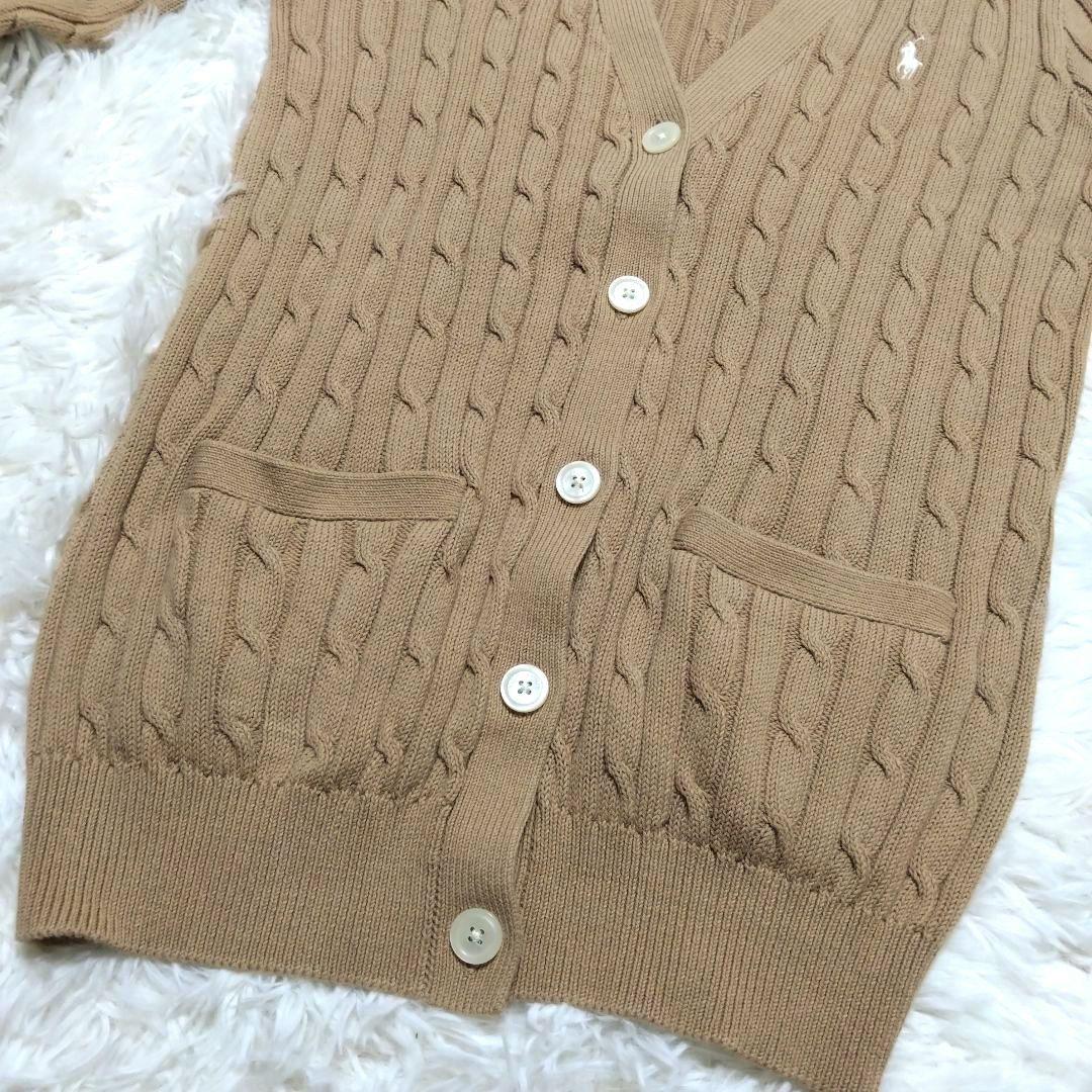 近年 ポロラルフローレン カーディガン ケーブルニット コットン ポニー刺繍 M