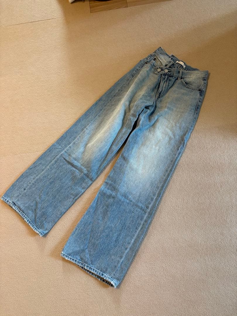 MOUSSY クロスウエストワイドストレートデニム サイズ0 極美品