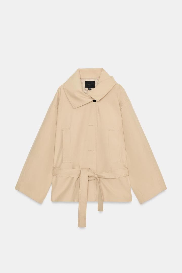 ZARA！ ショートトレンチコート ライトゴールデンブラウン M～L