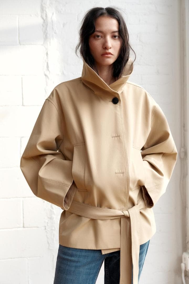 ZARA！ ショートトレンチコート ライトゴールデンブラウン M～L