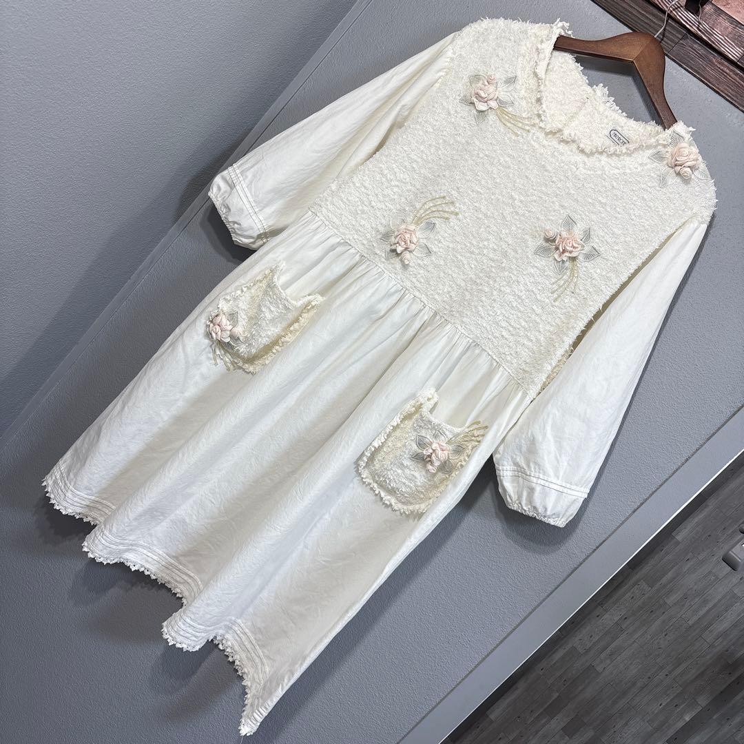 46 美品　大きいサイズ　HISCHRONE さえら　エレガント　ワンピース