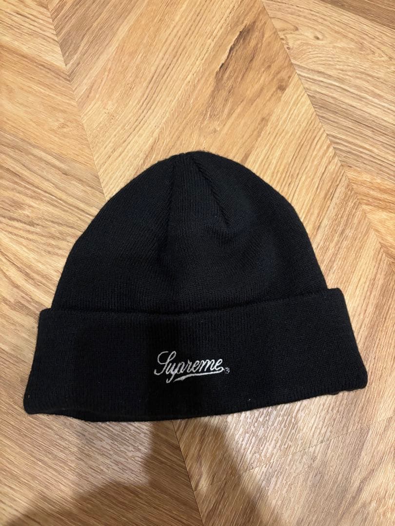 Supreme 黒 ビーニー ニット帽