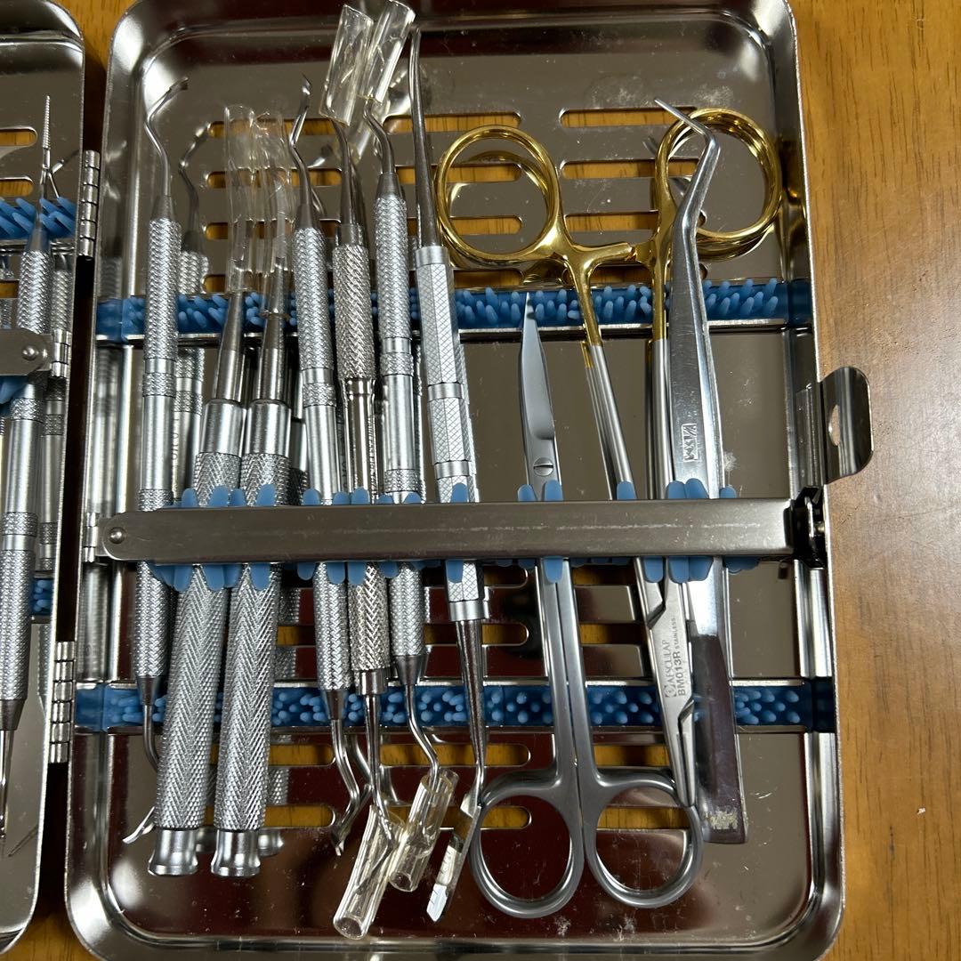 YDM 歯周外科セット 器具22本 滅菌ケース付き 箱あり 実習使用のみ