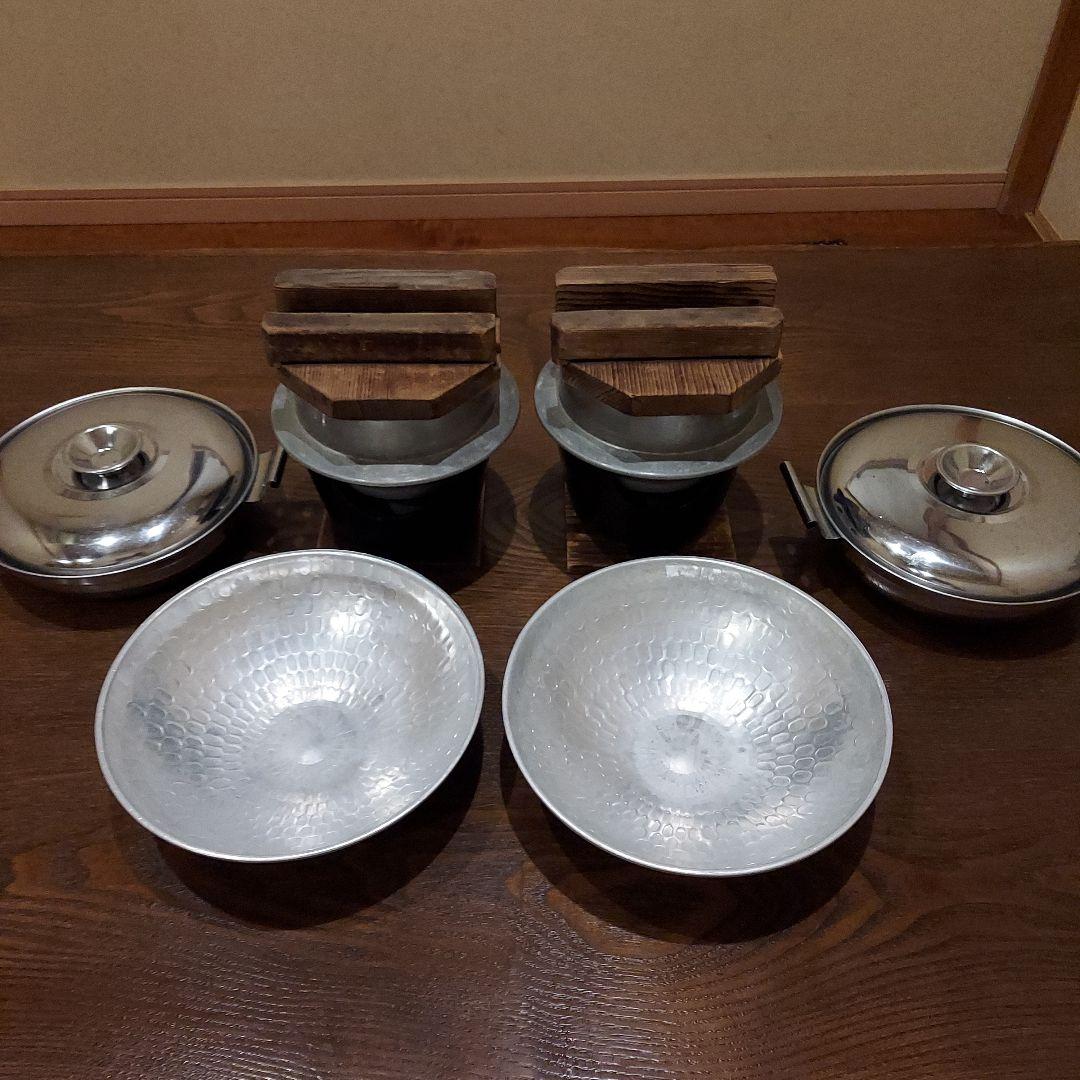 アウトドアなど 釜飯1合炊き、1人鍋アルミ鍋セット 固形燃料25ｇ付き