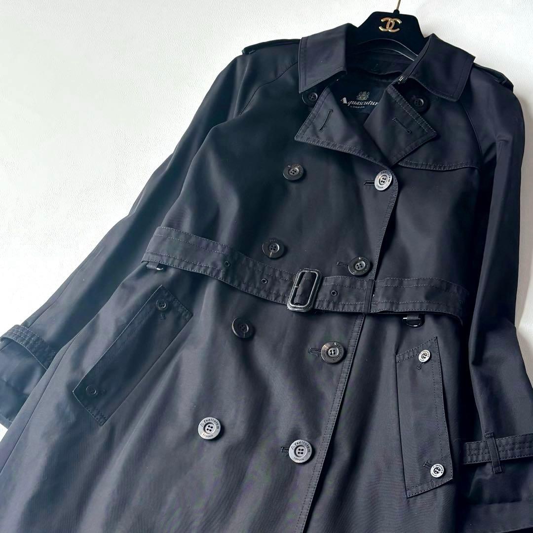Aquascutum トレンチコート　ライナー　ベルト　ダブル　ブラック　7F