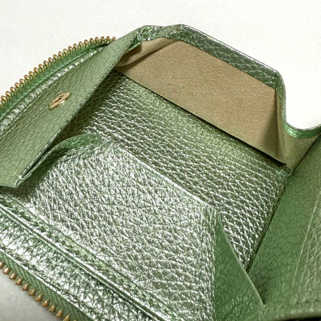 極美品 ハースケジュール インペリアルスイート エメラルド 二つ折り財布