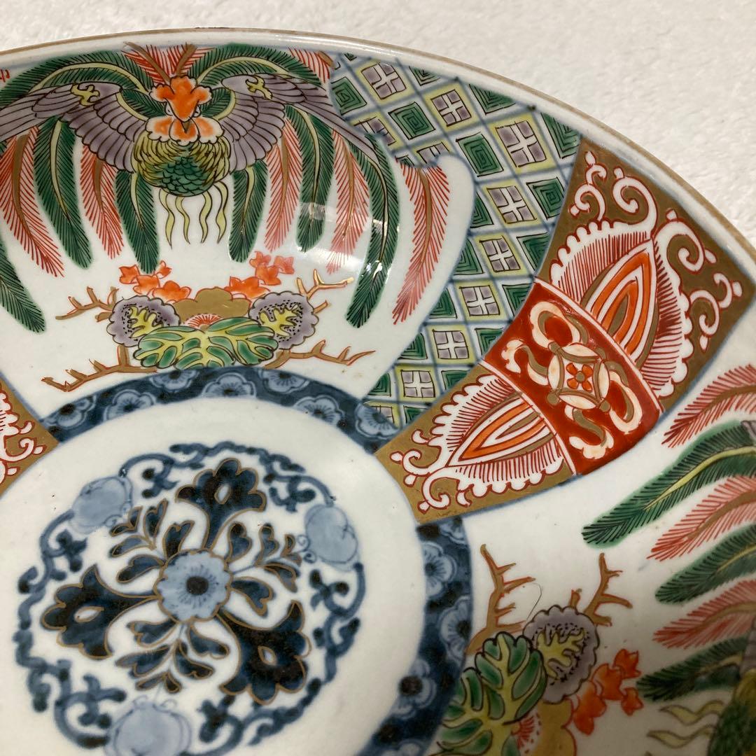骨董品　花柄鳥模様の大鉢