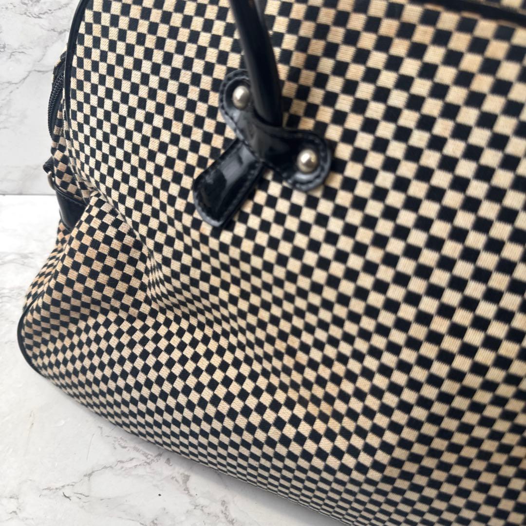 MARY QUANT マリークワント ビッグコサージュ チェックボストンバッグ
