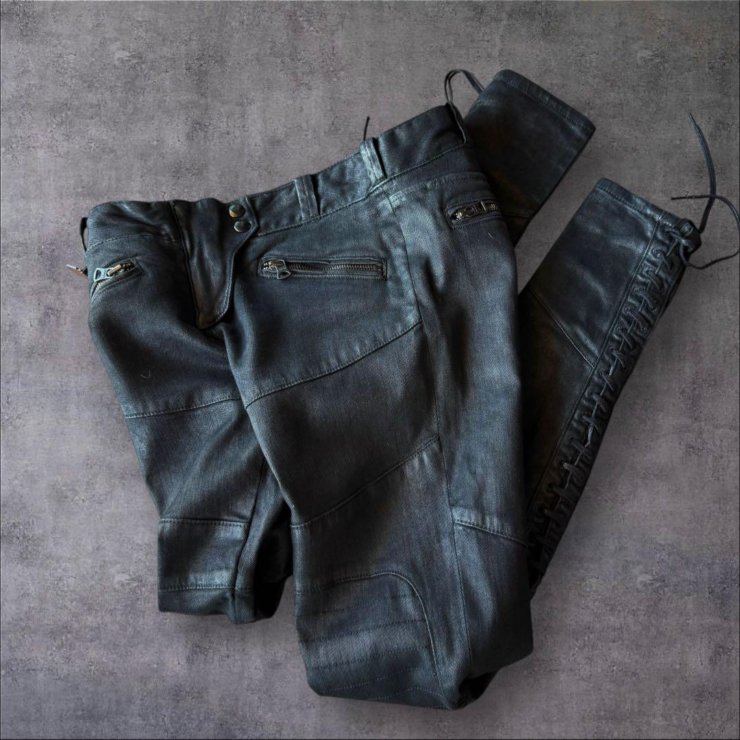 希少RALPHLAUREN オイルドコーティングライダースデニムW27 黒