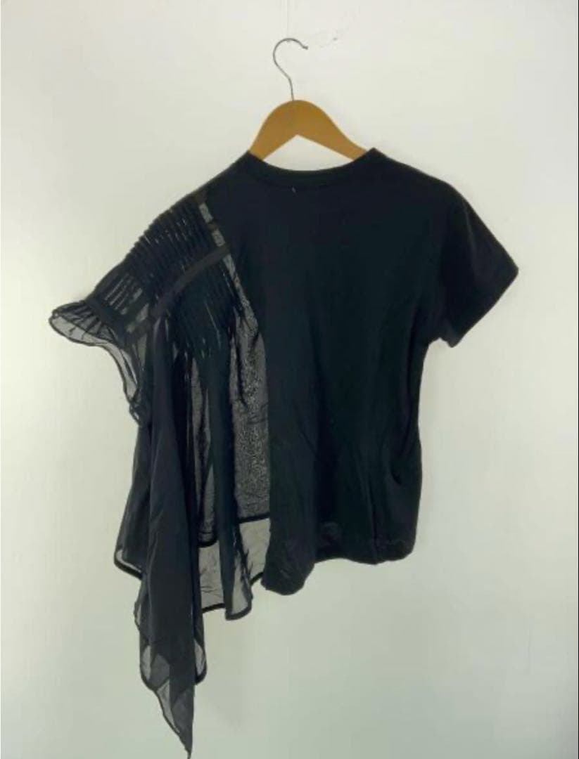 sacai 半袖カットソー/1/コットン/BLK/無地/19-04410