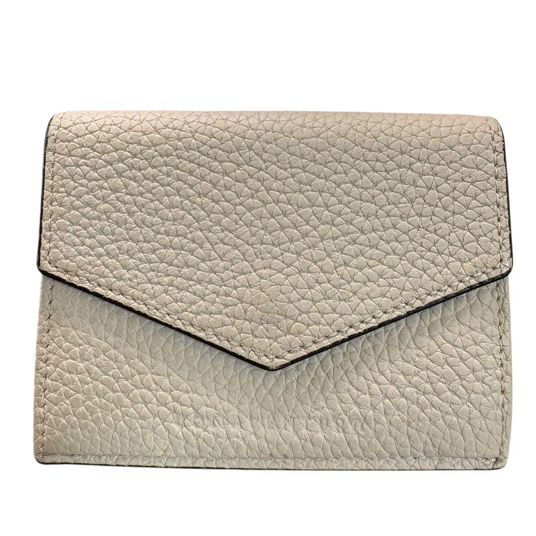 美品　 ボナベンチュラ スモール ウォレット シュリンクレザー　アイボリー
