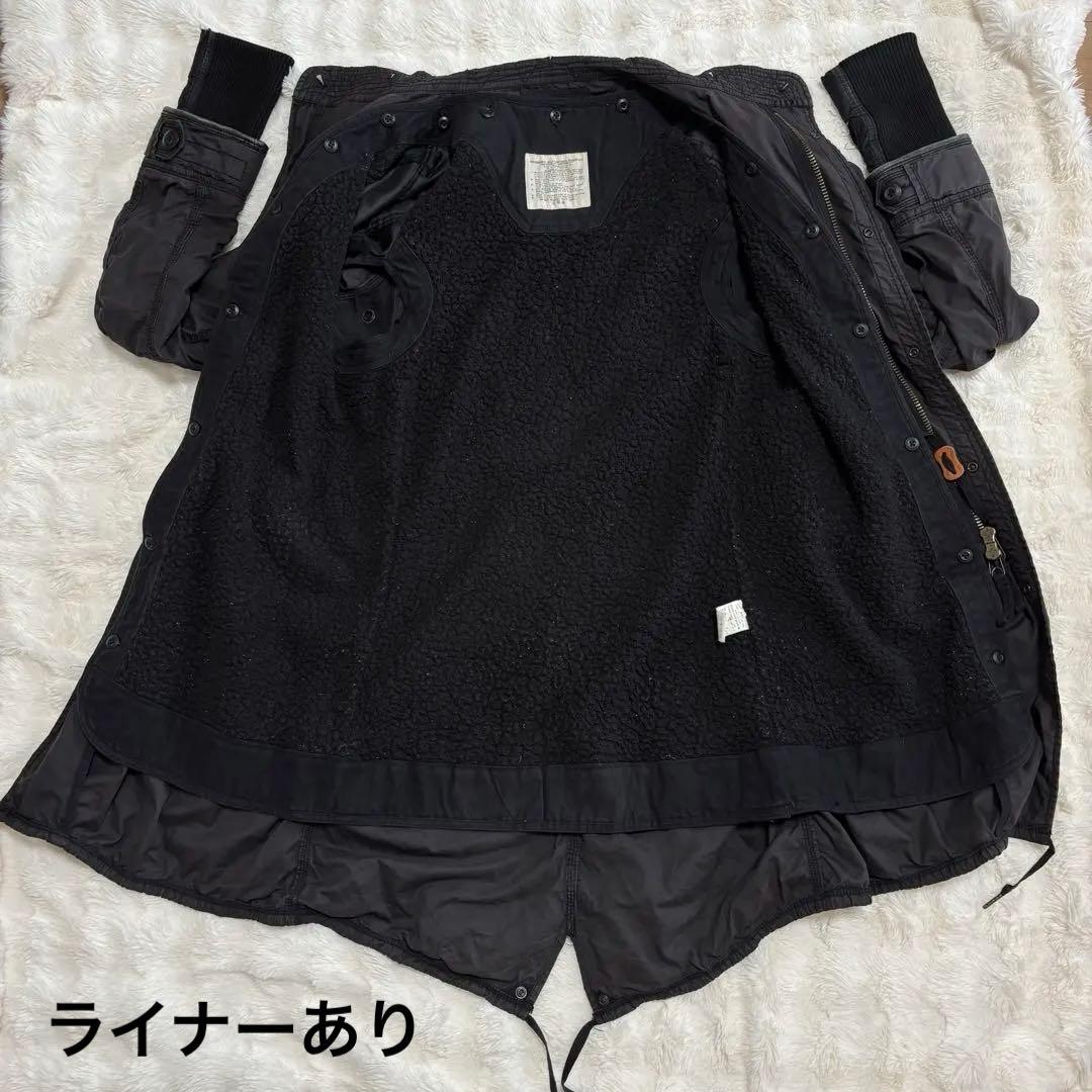 goa モッズコート 黒 リアルファー脱着可 ライナー付 3シーズン対応