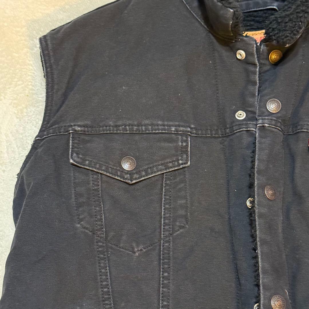 \"Levi’s U.S.NAVY ワッペン ボアベスト XL 黒 希少 \"