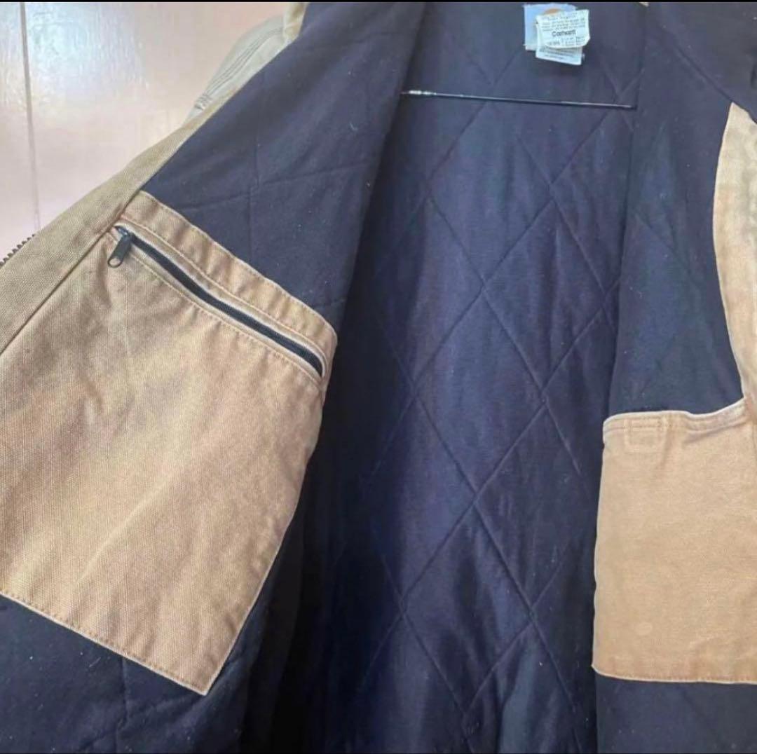 Carhartt フード付きジャケット ベージュ ダックパーカー 古着