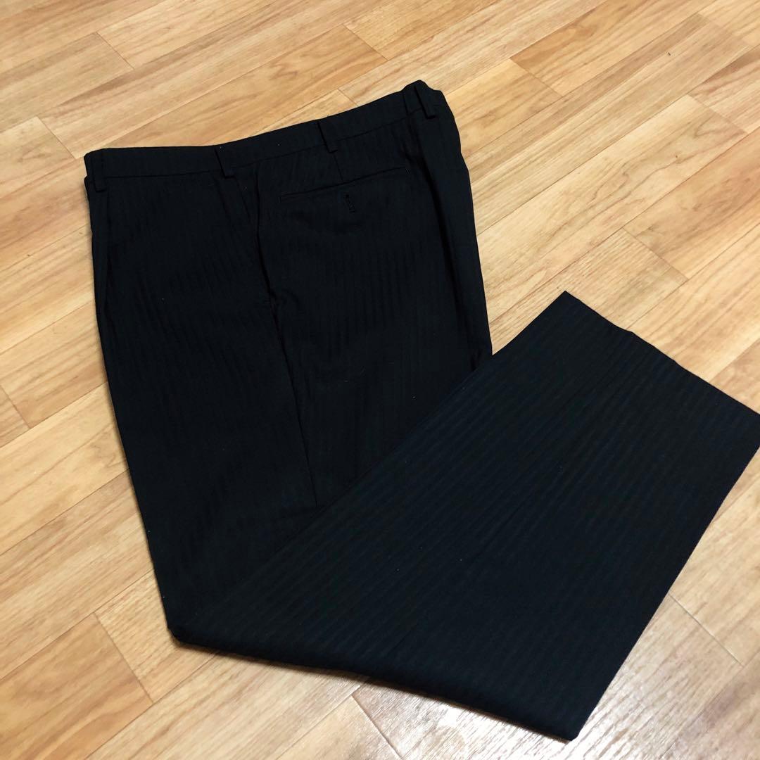 【メンズスーツ】黒ストライプ ビジネススーツBB7 大きいサイズ　転職　面接