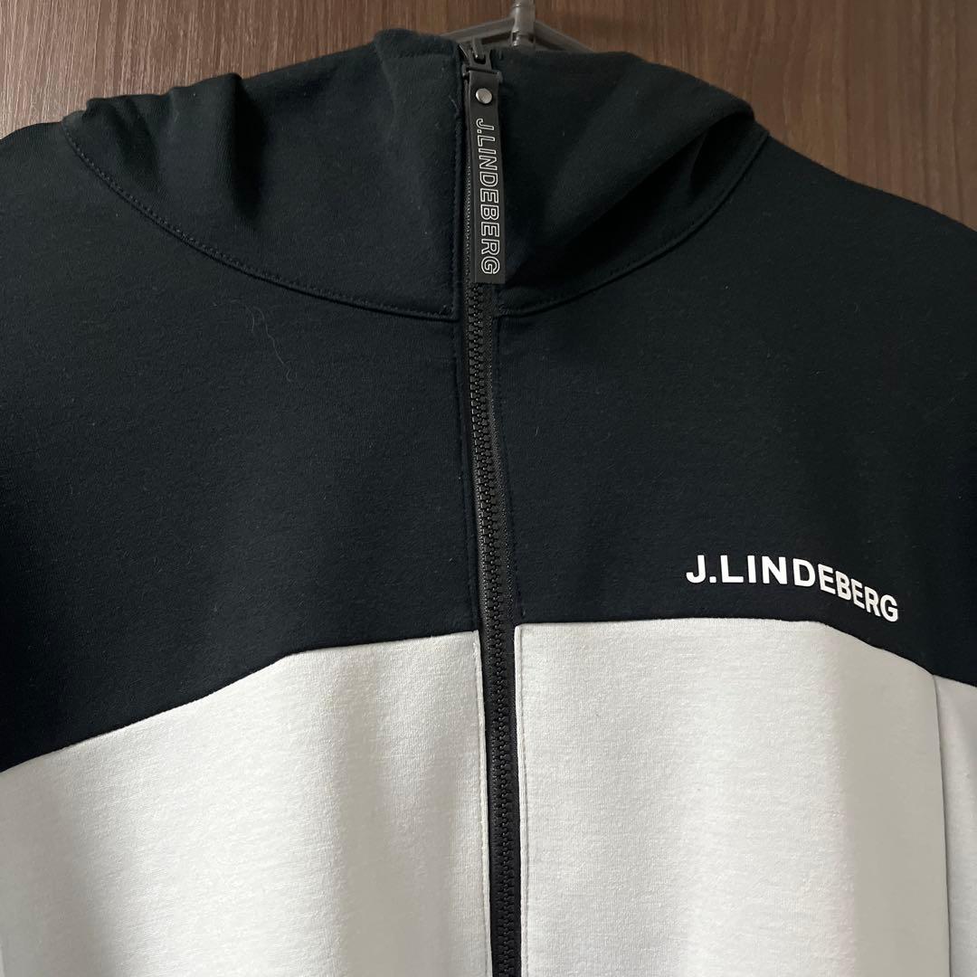 J.LINDEBERG フルジップ ロゴ パーカー グレー/ブラック ゴルフ