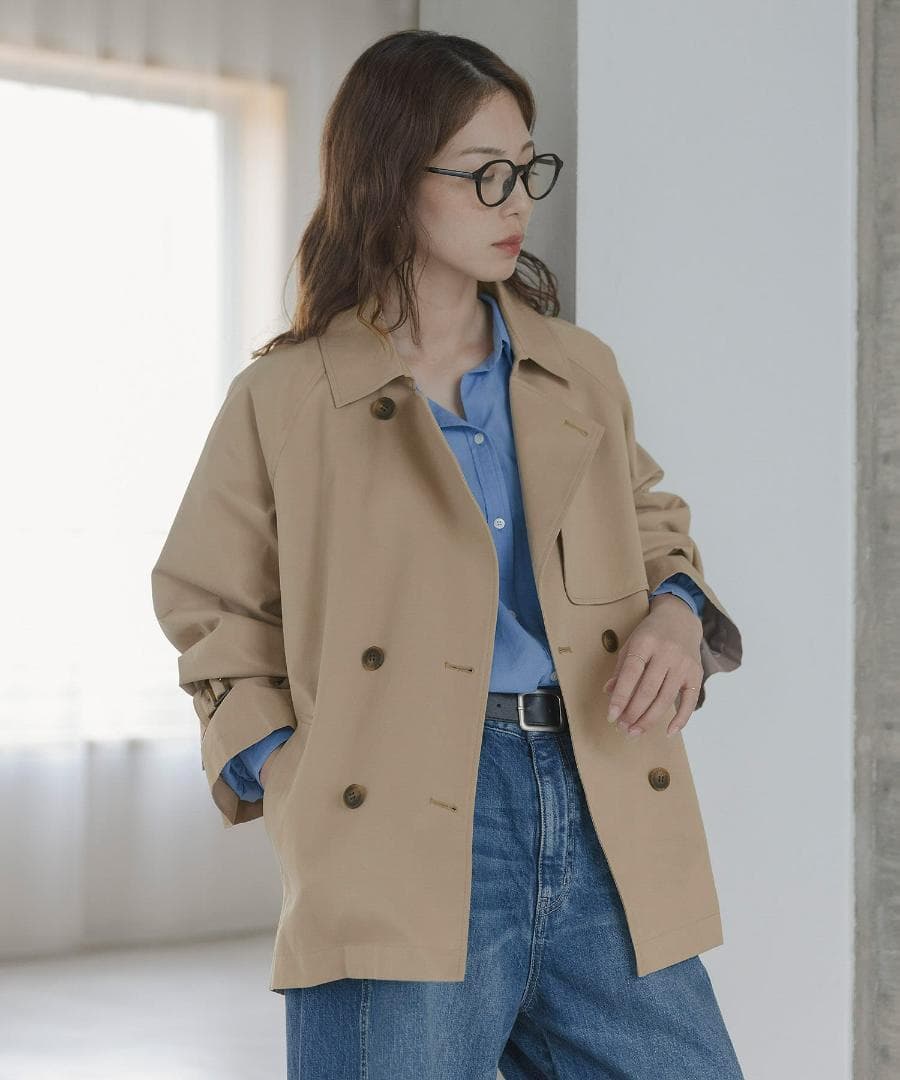 新品◆サニーレーベル◆撥水ショートトレンチコート《BEIGE：38》