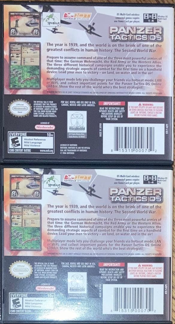DS対戦2個セット：PANZER TACTIC DS（北米版）