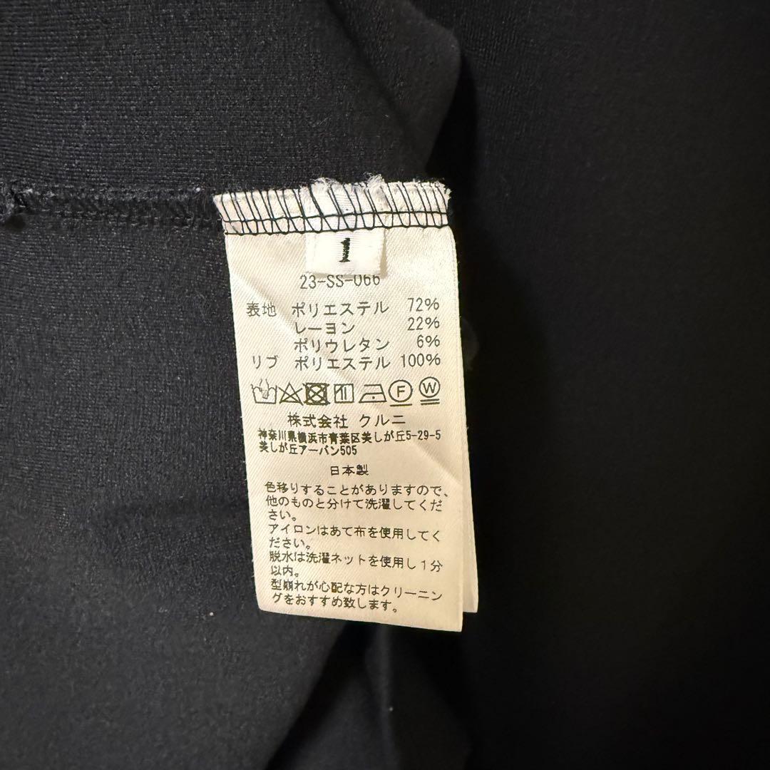 CULLNI 黒 ジッパー付き Tシャツ　　23-SS-066