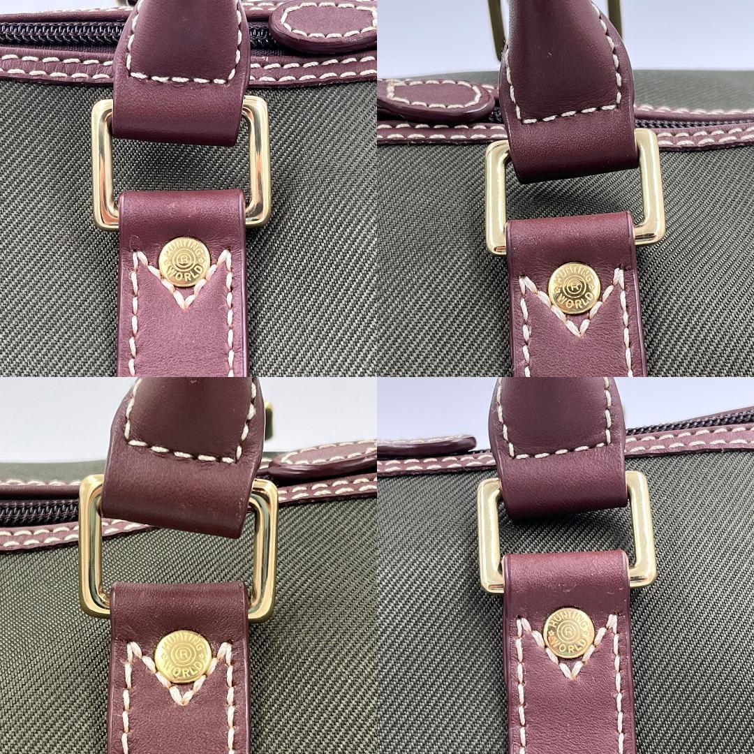【美品】ハンティングワールド ボストンバッグ 大容量 キャンバス＆レザー 希少