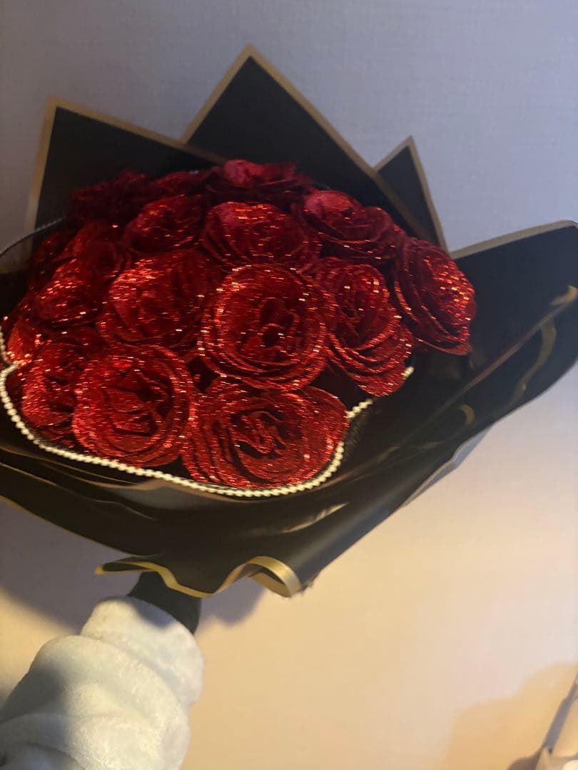 ワンホンブーケ誕生日 記念日 プレゼント 卒業式　花束　薔薇造花グリッターローズ