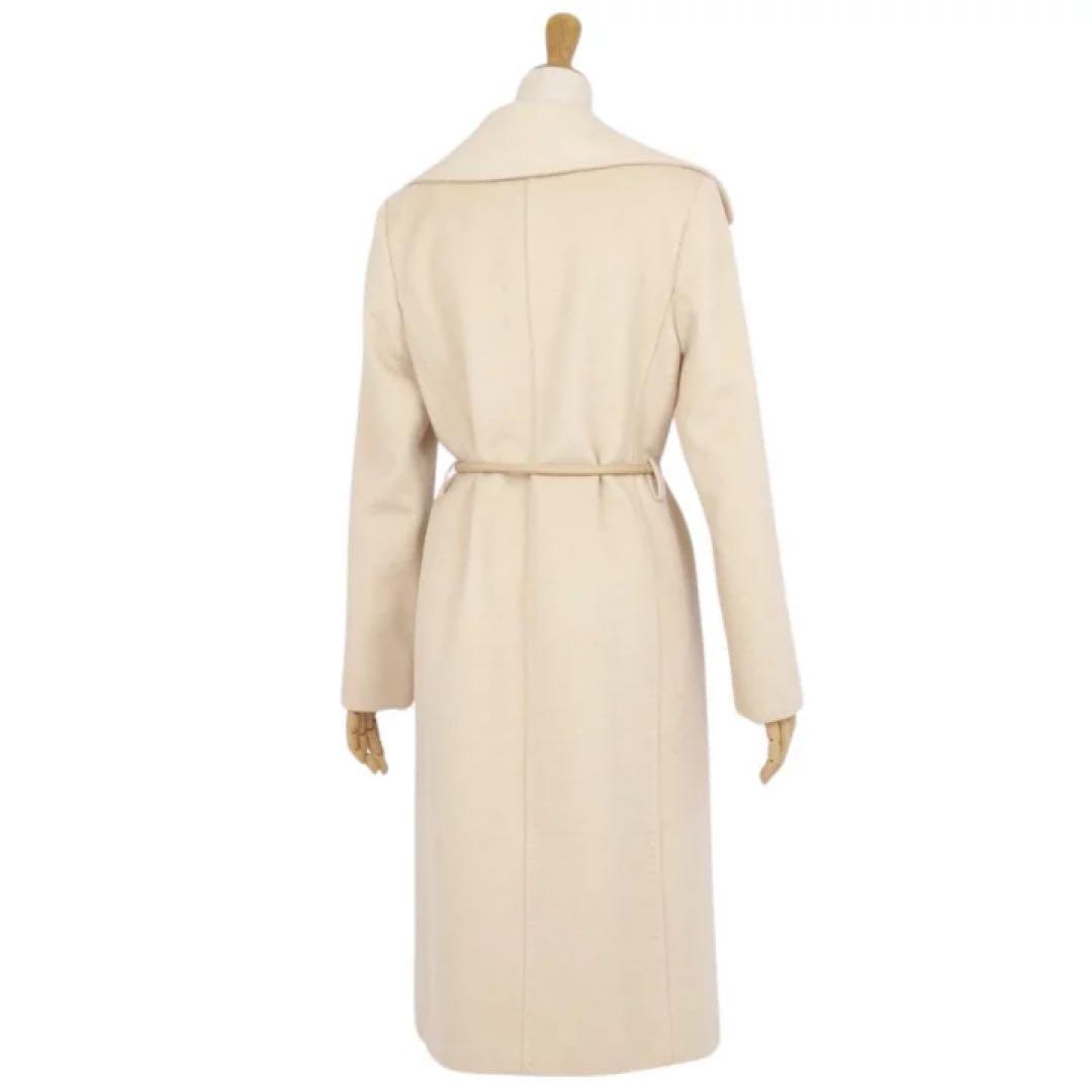 【美品】MAX MARA カシミア　ロングコート　レザーベルト付　サイズ36