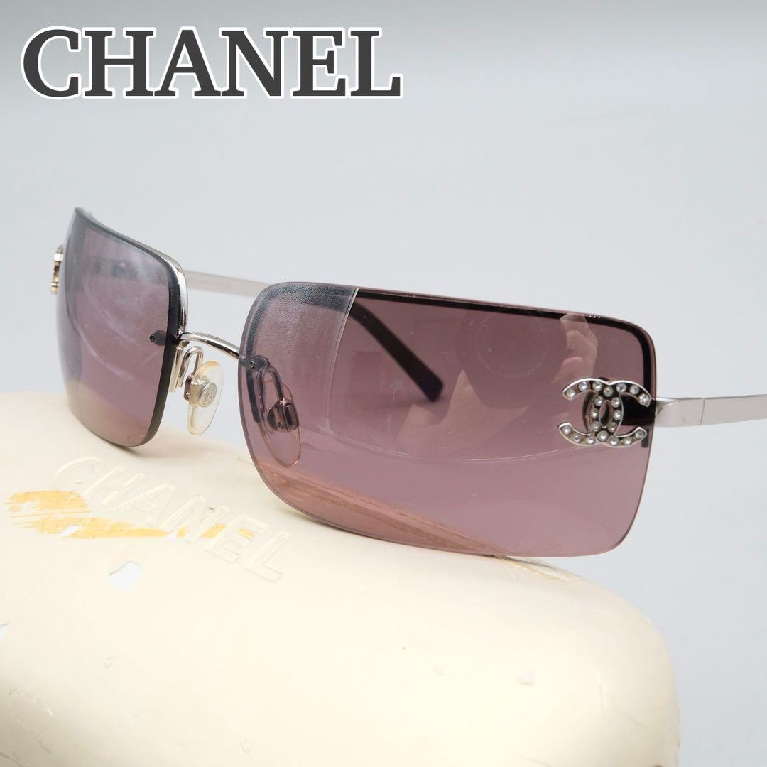 CHANEL サングラス ココマーク ビジュー ラインストーン リムレス
