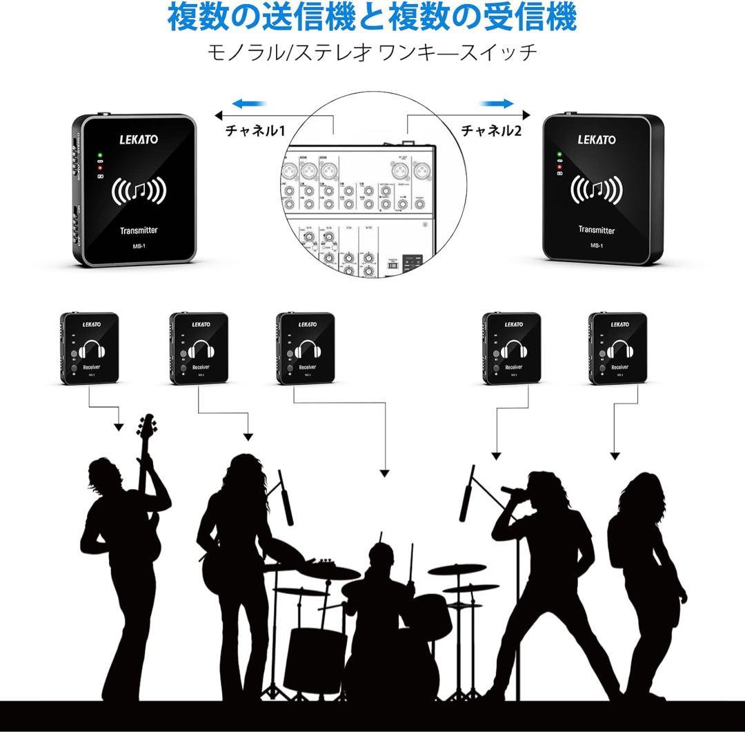 インイヤーモニター ワイヤレスシステム 送信機受信機 LEKATO MS-1