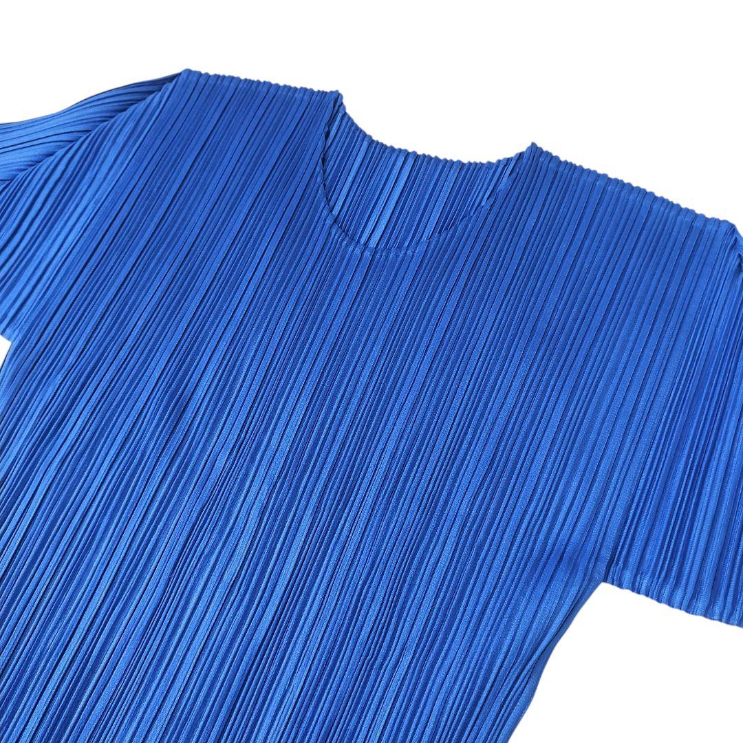 【美品】PLEATS PLEASE プリーツプリーズ 半袖 トップス 青 ブルー