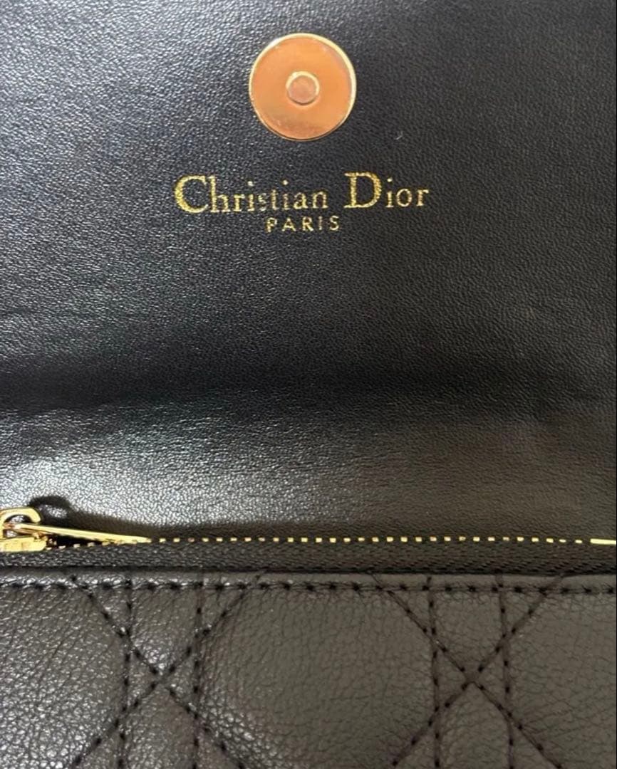 Christian Dior ディオール カナージュ 二つ折り財布 ブラック