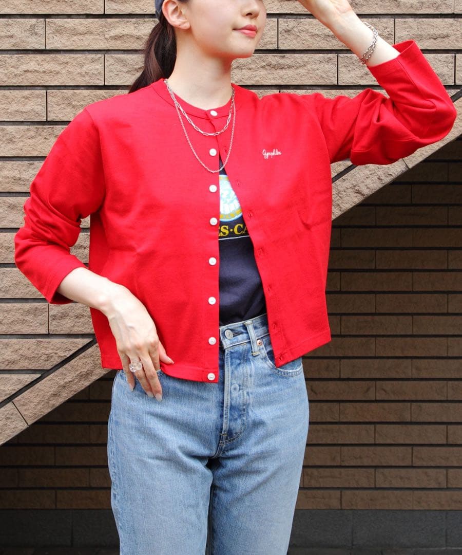GYMPHLEX/ジムフレックス　ショートクルーネックカーディガン