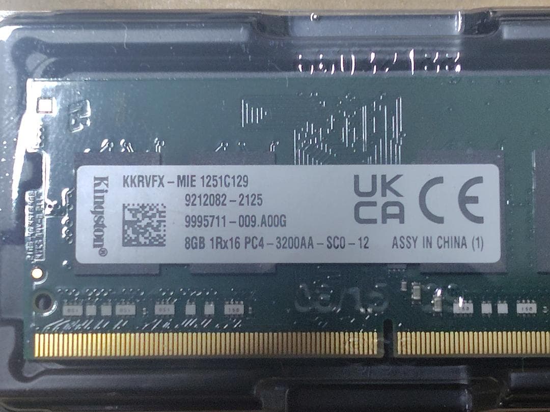 【中古】メモリ Kingston KKRVFX-MIE 8GB×２枚セット