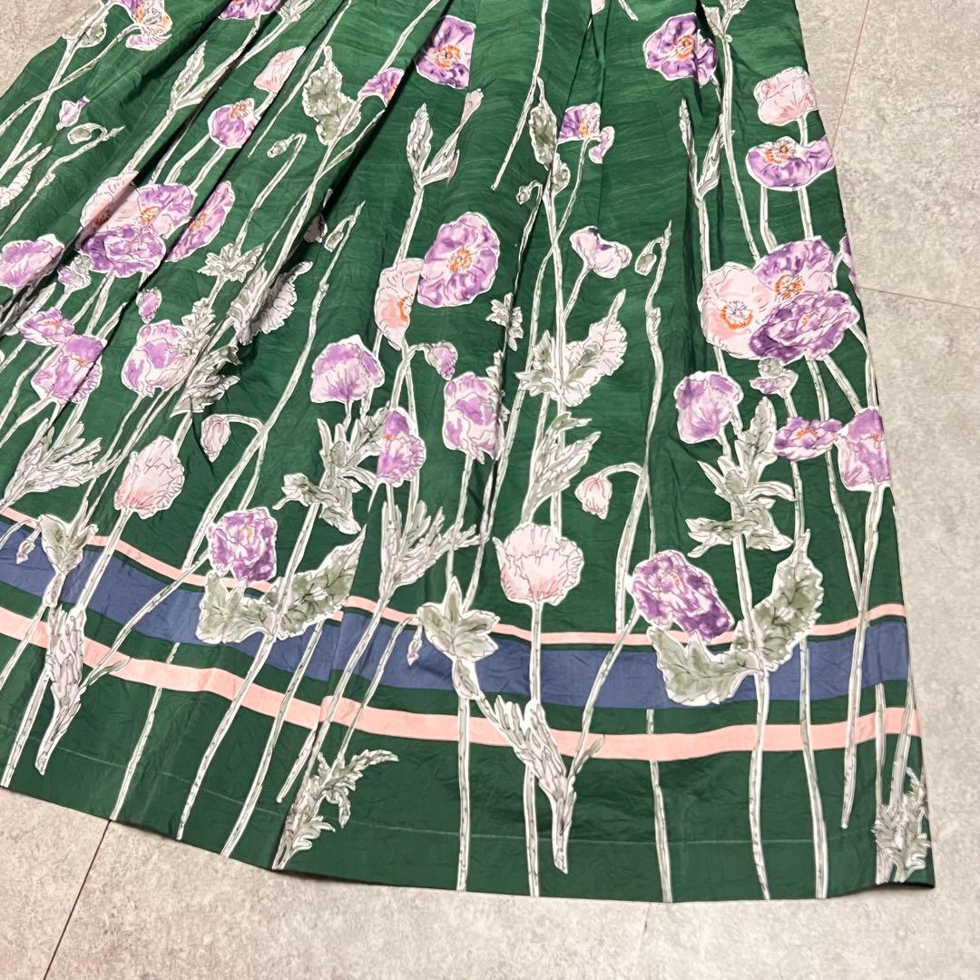 最終　美品　ケイハヤマプリュス　スカート　ロング　花柄　Aライン