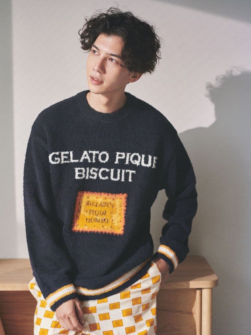 ★GELATO PIQUE 　ベビモコ ビスケット柄トップス★【クリスマス価格】