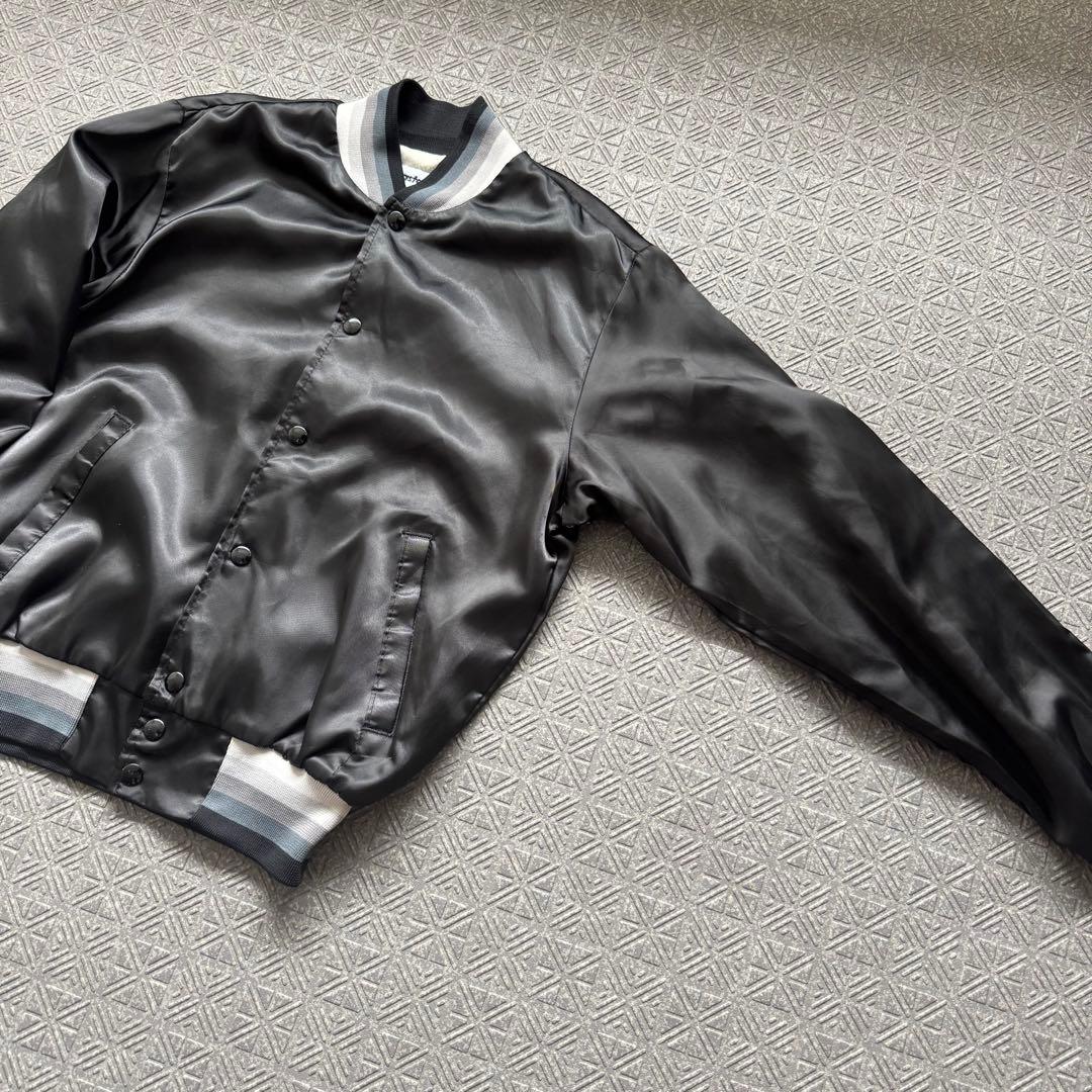 80s black nylon satin jacket サテン USA製