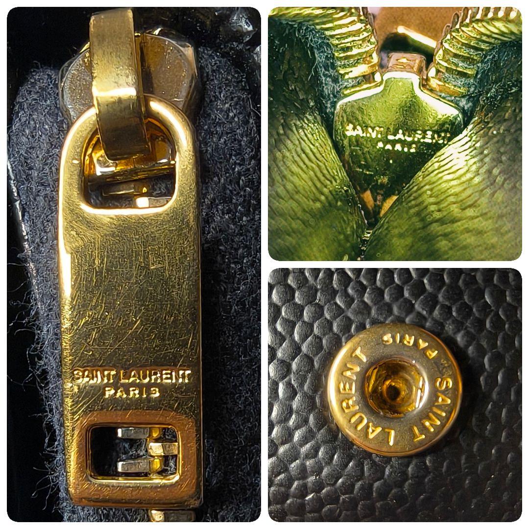【現行／美品】サンローラン 折り財布 カサンドラ キルティングレザーYSL／黒B