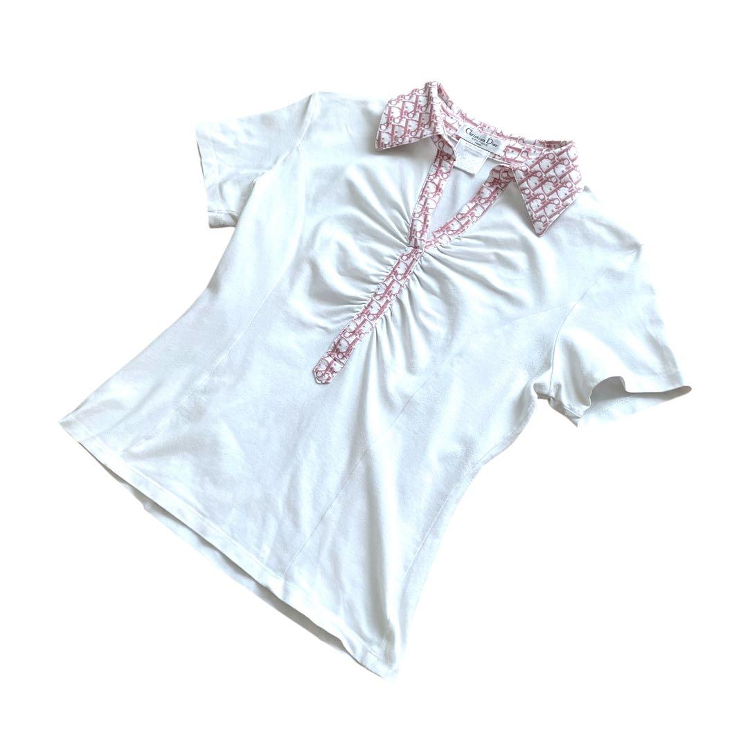 激レア 美品 Christian Dior 襟 トロッター柄 ポロシャツ