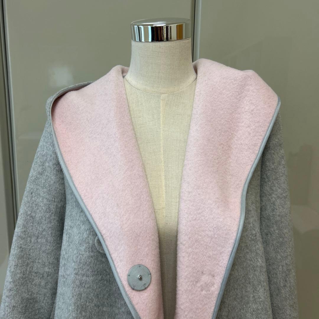 エムズグレイシー♡コート♡ピンク×グレー♡フード♡一枚仕立て♡サイズ40