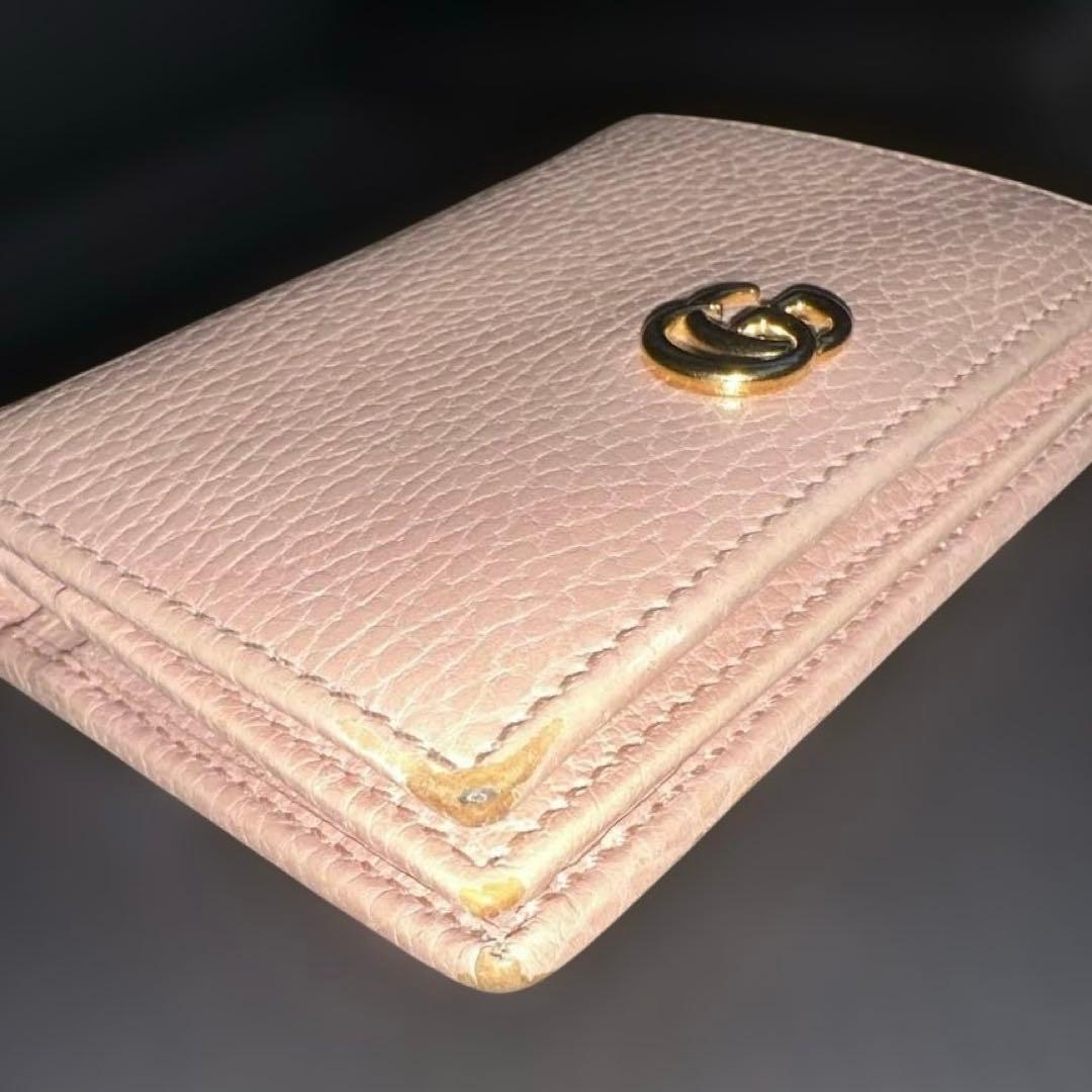 【激安】GUCCI グッチ GGマーモント ピンク 二つ折り財布 ウォレット
