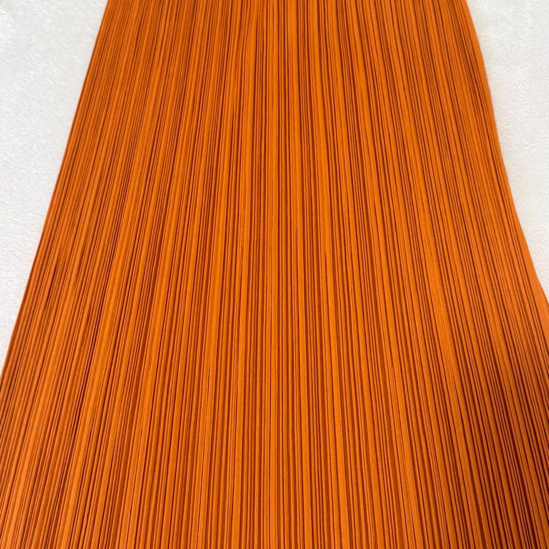美品✨PLEATS PLEASE プリーツ　ロングスカート　オレンジ色　Lサイズ
