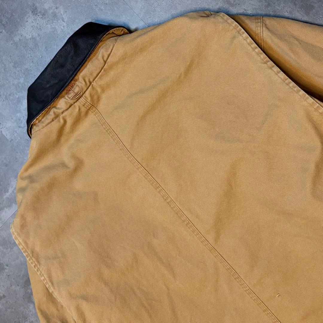 【極暖】90s オールド Timberland ワークジャケット レザー襟 ボア