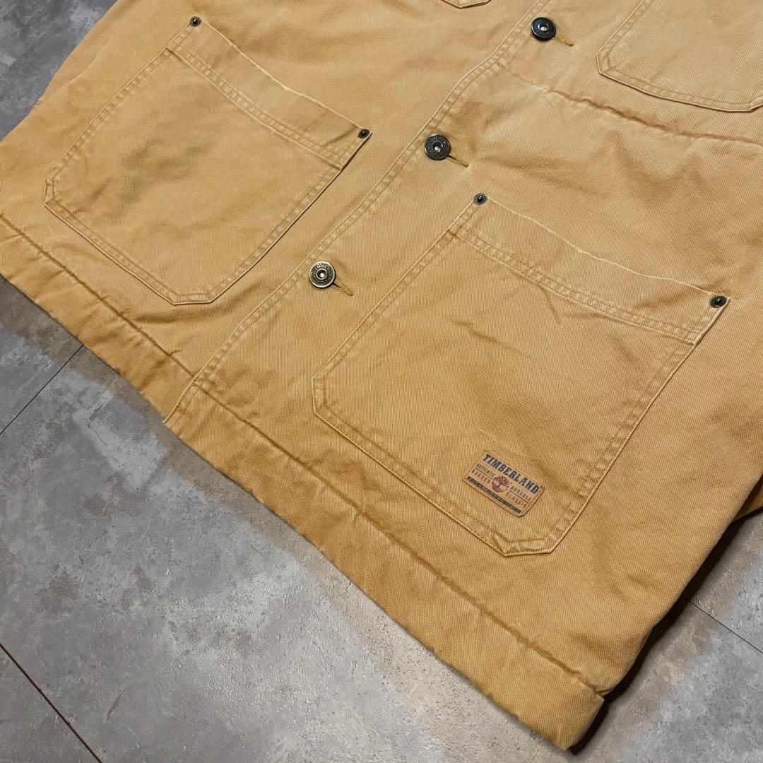 【極暖】90s オールド Timberland ワークジャケット レザー襟 ボア
