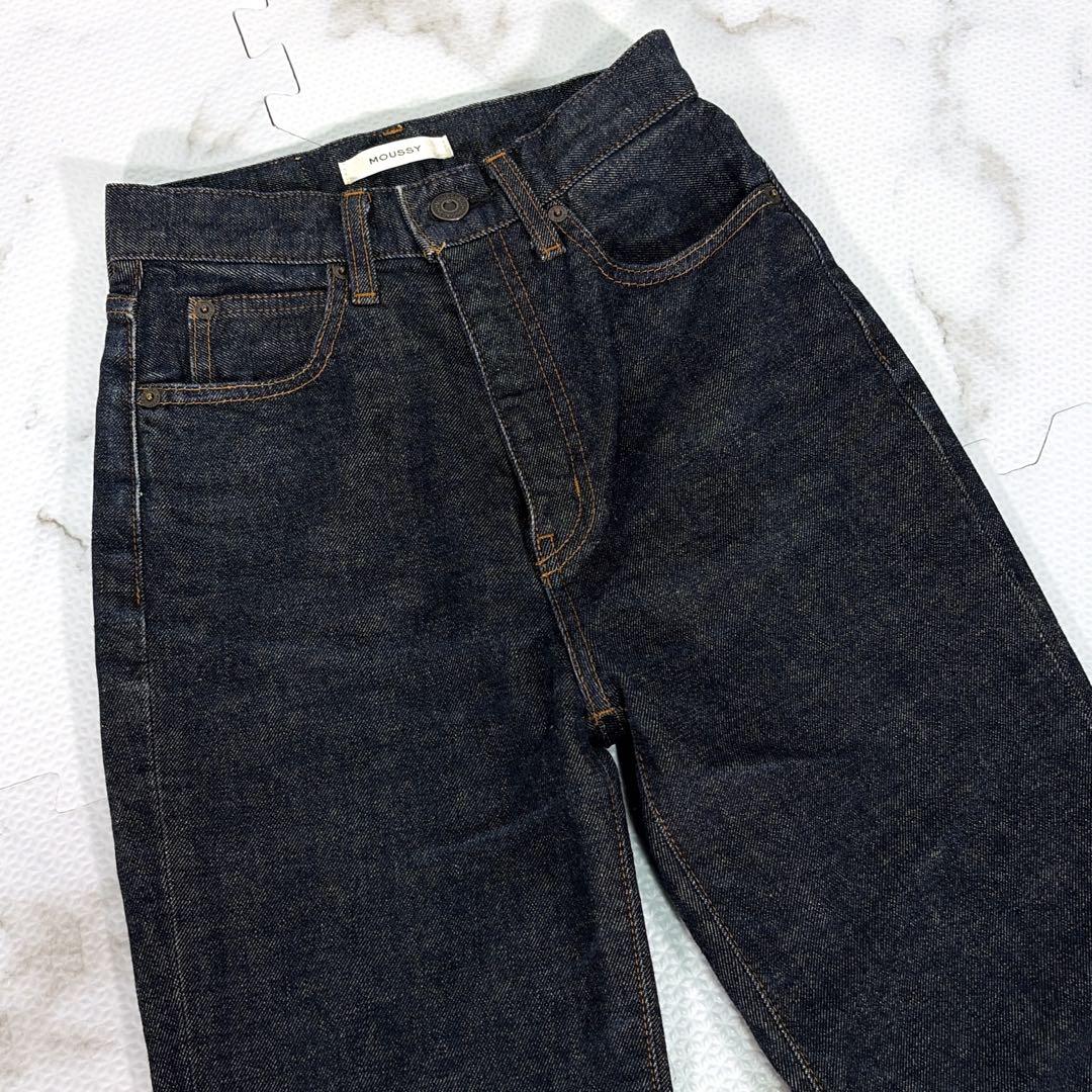 【美品】MOUSSY デニム フレア MVS ストレッチ セルビッチ 濃紺 24