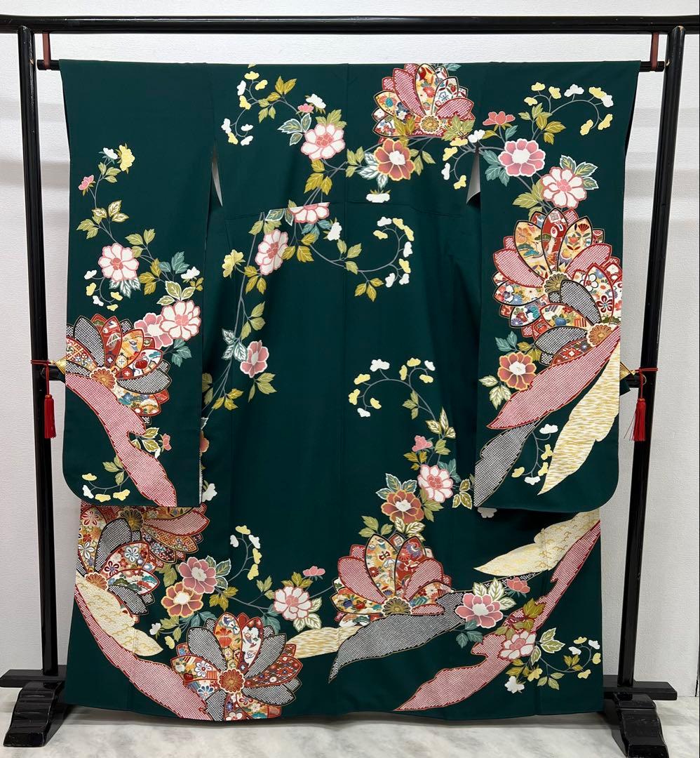振り袖　フルセット　長襦袢付　成人式　金彩加工　刺繍入り　疋田柄855