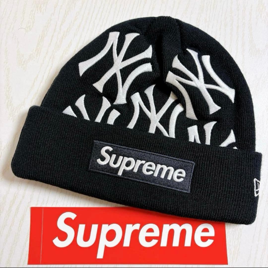 Supreme NEW ERA Yankees ニット帽　ビーニー　ブラック