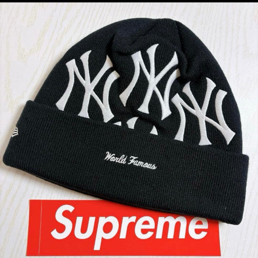 Supreme NEW ERA Yankees ニット帽　ビーニー　ブラック