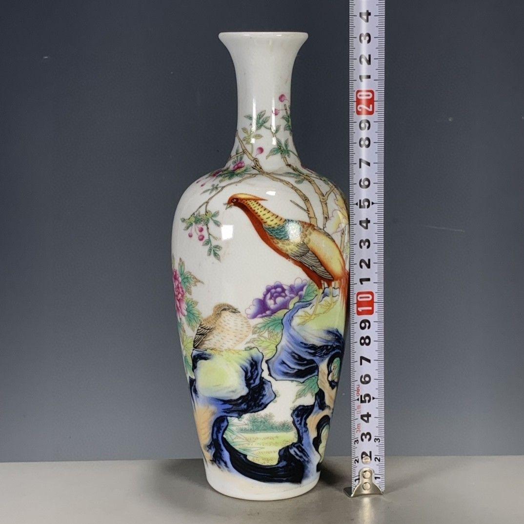 粉彩花鳥富貴吉祥花瓶  景徳鎮 陶磁器 装飾品 現代工芸品 美術品 置物